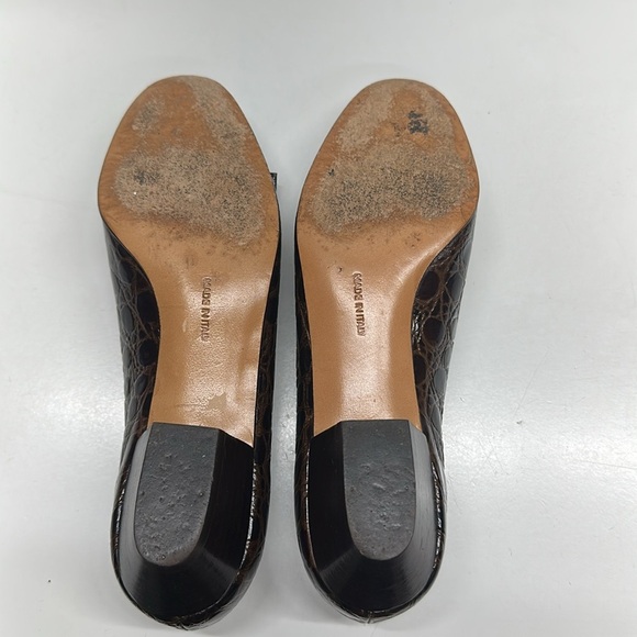 Salvatore Ferragamo Vara Bow Ballet Pumps Shoes Leather Snakeskin Brown Size 6 B - Picture 9 of 10